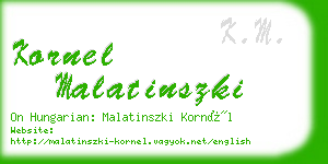 kornel malatinszki business card